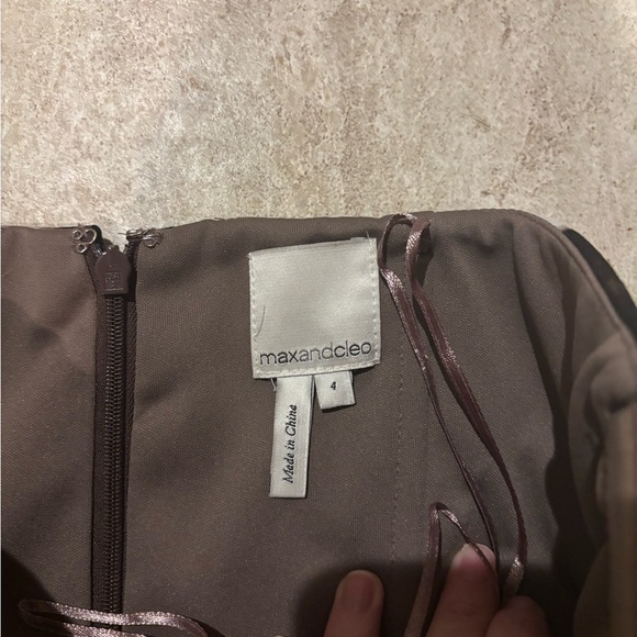 Max and Cleo Elegant Strapless Brown Patterned Dress - Picture 4 of 4